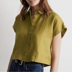 Madewell 100% Linen Crop Dolman Sleeve Top